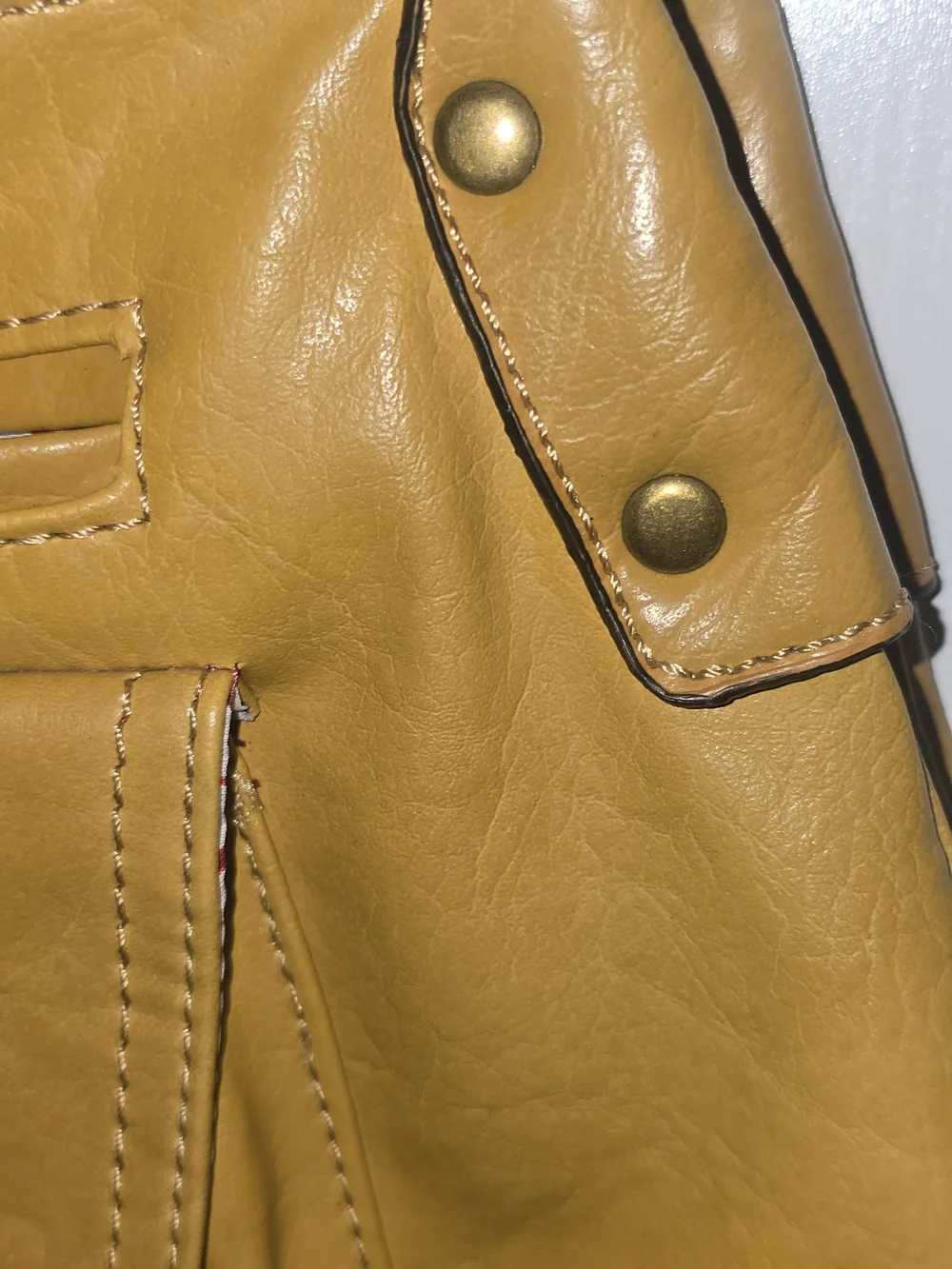 Yellow Leather Shoulder Bag with Front Flap Pocket
